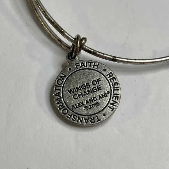 Alex & Ani burnished gray silver tone bracelet WINGS OF CHANGE bangle - Picture 5 of 9